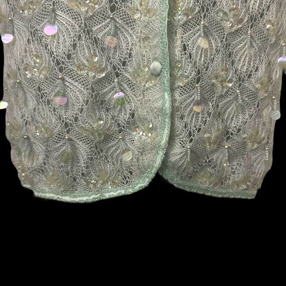 Vintage Green Embellished Short Sleeve Sweater Size Medium - Picture 3 of 11